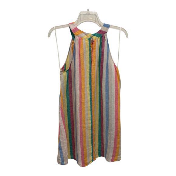 C&C California Dress Womens Medium Multicolor Striped Halter Flare Sundress - Picture 2 of 8